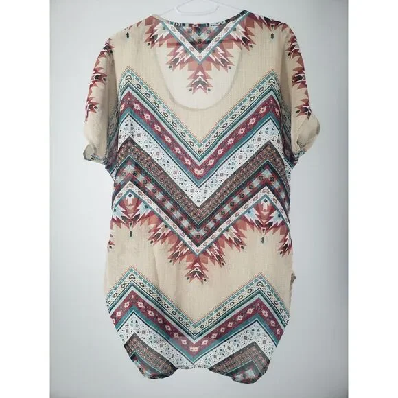 Live 4 Truth Southwest Native Art Geometric Shirt Blouse Top Size Medium Boho - Picture 4 of 7